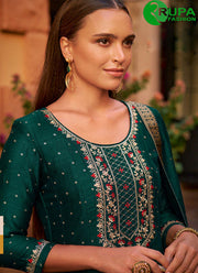 Green Color Vichitra Silk Ready Made Anarkali Suit with Embroidered and Hand Work